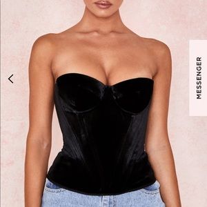 House of CB Black Velvet Corset Top NWOT